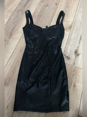 Windsor Black Satin Bustier Dress